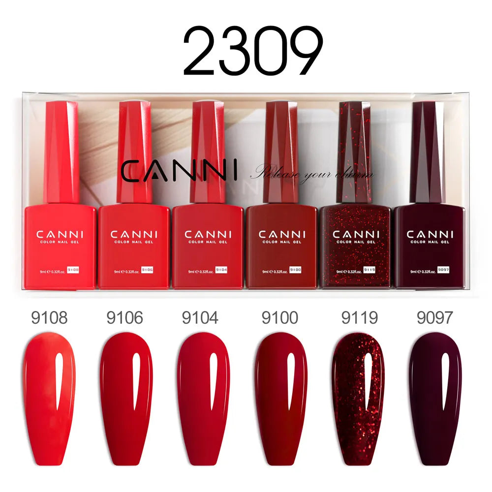 CANNI Hema Free Nail Gel Polish Thanks Giving Gift Christmas Red Color Collection Semi Permanent 9ml French Nail Gorgeous Color