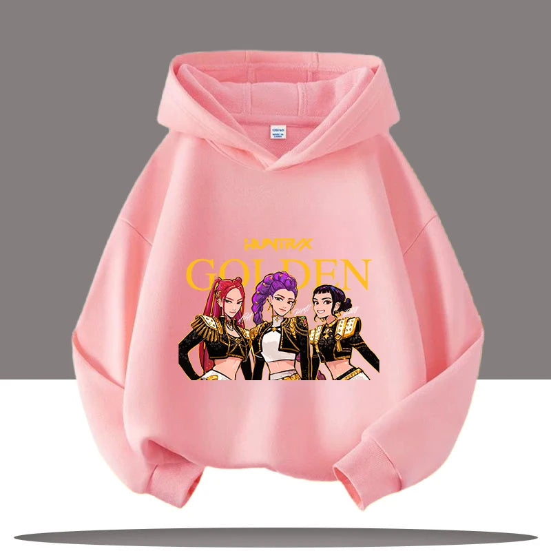 Autumn Demon Hunters Print Kids Hoodies Girls Fashion Long Sleeve Outerwear Hooded Coat for Children's Fashion Pullover Boy Tops