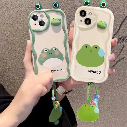 3D Panda Ears Frog Pendant Case for Xiaomi Redmi Note 14 13 12 Pro Plus 5G 10 11 Pro 10S 11S 12S Redmi 13 14C 12 13C 4G Cover