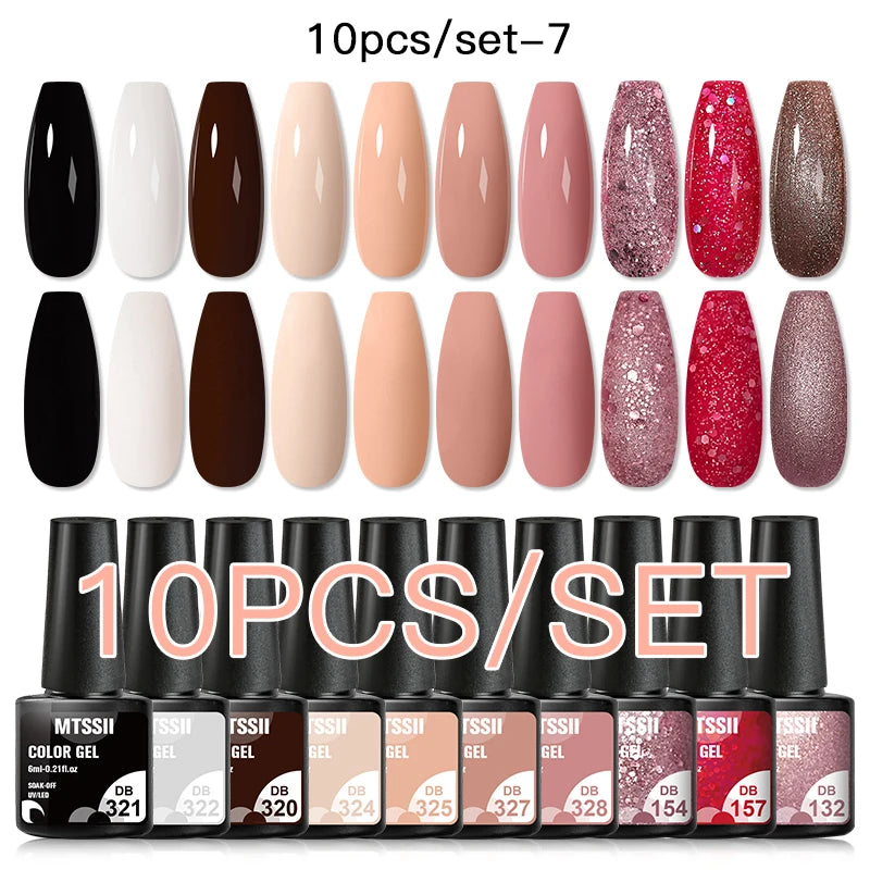 10PCS Coffee Color Gel Nail Polish Set Brown Earth Semi Permanent UV Gel Chocolate Autumn Winter Soak Off Nail Art Gel Varnish