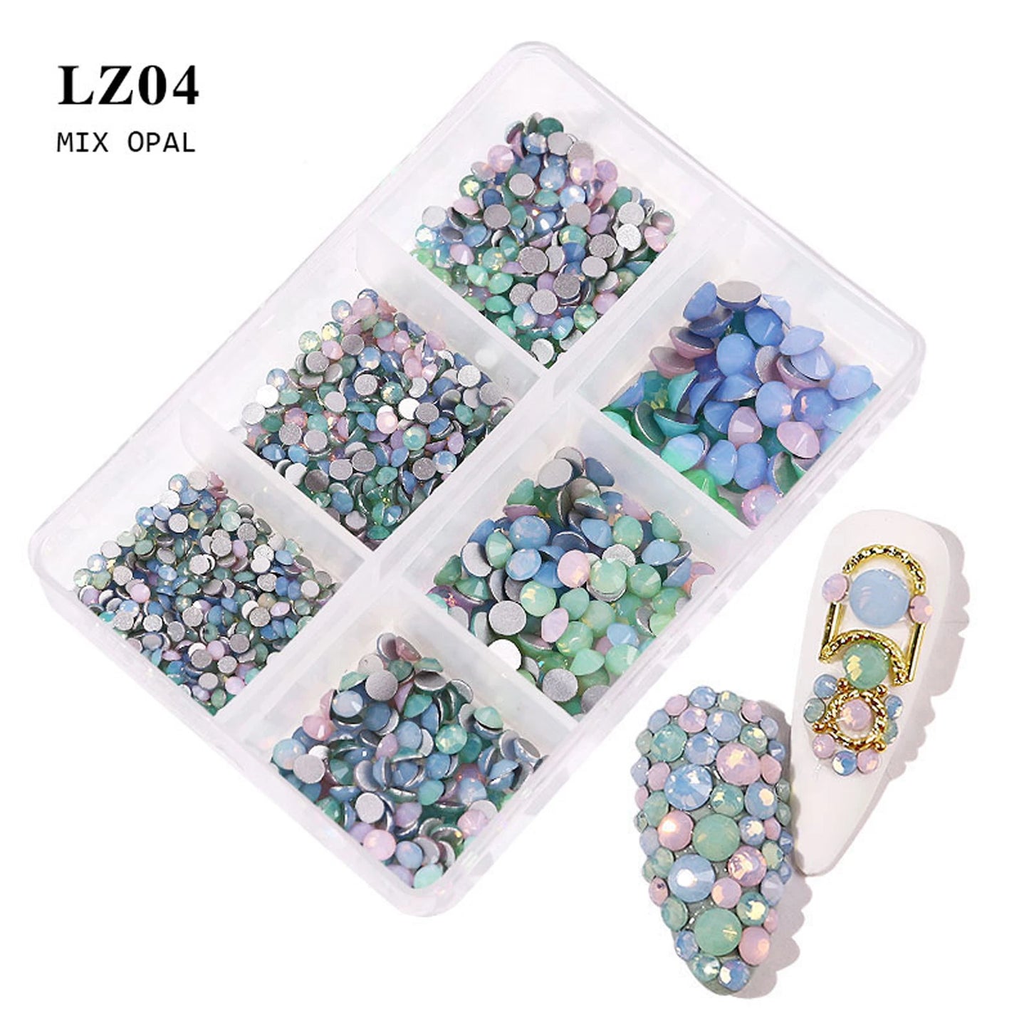 6Grids Kit Nail Decoration Mix Size Nail Diamond Flatback Rhinestone Glue Strass Diy Bling Stickers Skin Non Hotfix Crystals