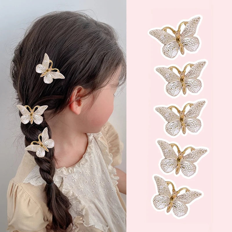 5PCS/Set Lace Bow Princess Baby Hairpins Cute Cartoon Bear Rabbit Sided Clips for Girl Floral Hair Clips Kids Hair Accessories