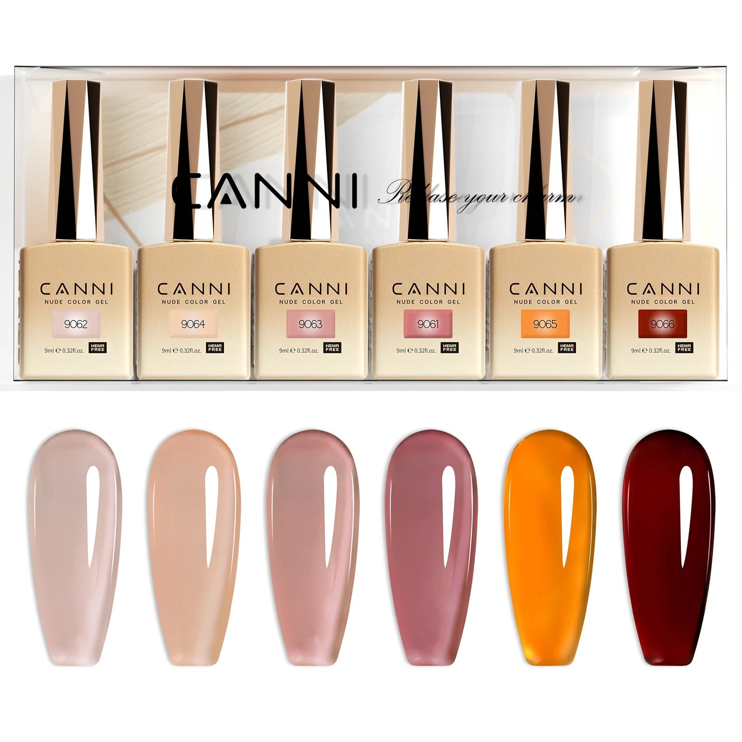 CANNI Hema Free Nail Gel Polish Thanks Giving Gift Christmas Red Color Collection Semi Permanent 9ml French Nail Gorgeous Color