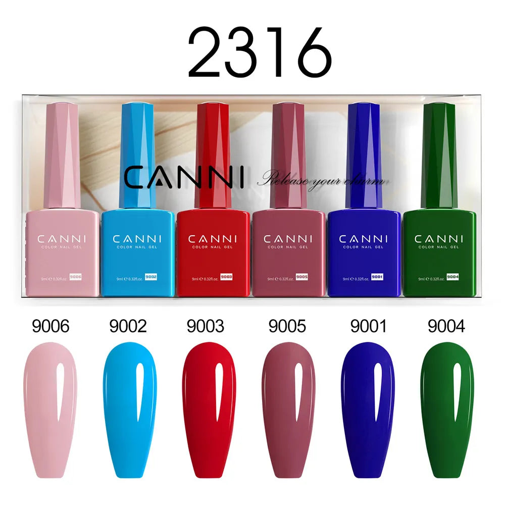 CANNI Hema Free Nail Gel Polish Thanks Giving Gift Christmas Red Color Collection Semi Permanent 9ml French Nail Gorgeous Color