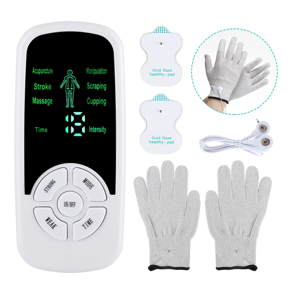 EMS Pulse Electric Muscle Stimulator Back Neck Body Massager Tens Acupuncture Meridian Physiotherapy Digital Massage with Pads