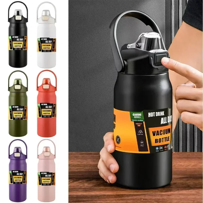 Large capacity portable thermos cup with lid with cup 304 stainless steel outdoor sports travel kettle car water cup