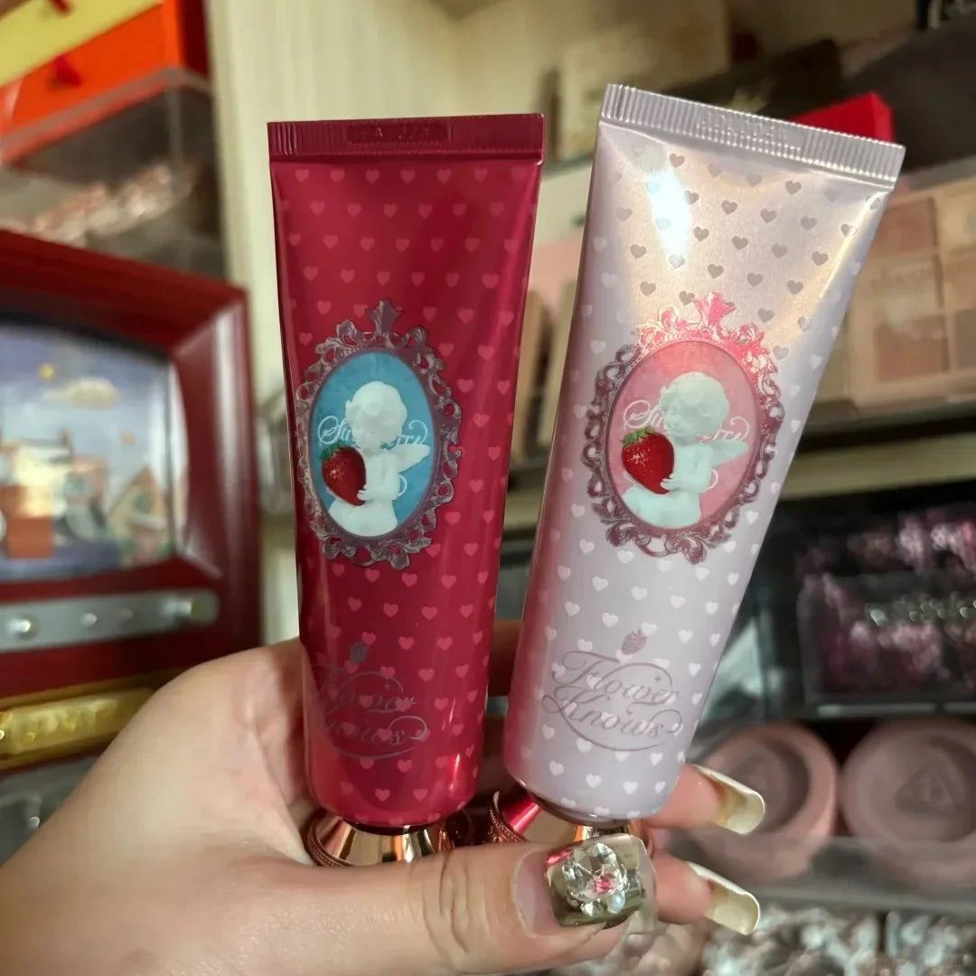 Flower Knows Strawberry Cupid Scented Hand Cream Natural Vegan Moisturizing Fast Absorbing Travel Size Gift for Women