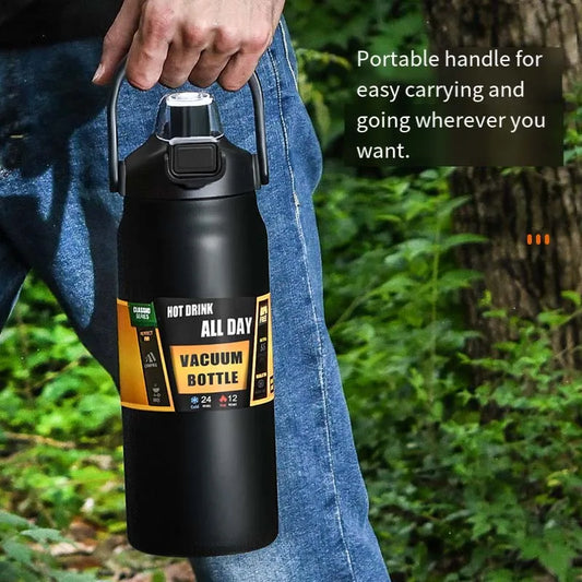 Large capacity portable thermos cup with lid with cup 304 stainless steel outdoor sports travel kettle car water cup