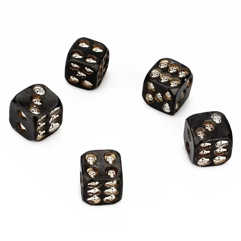 Creative 5pcs 18mm Skull Dice Gold Resin Statue Halloween Board Game Dice Office Desk Decor Toy Halloween Party Decoration