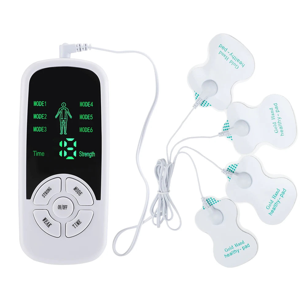 EMS Pulse Electric Muscle Stimulator Back Neck Body Massager Tens Acupuncture Meridian Physiotherapy Digital Massage with Pads
