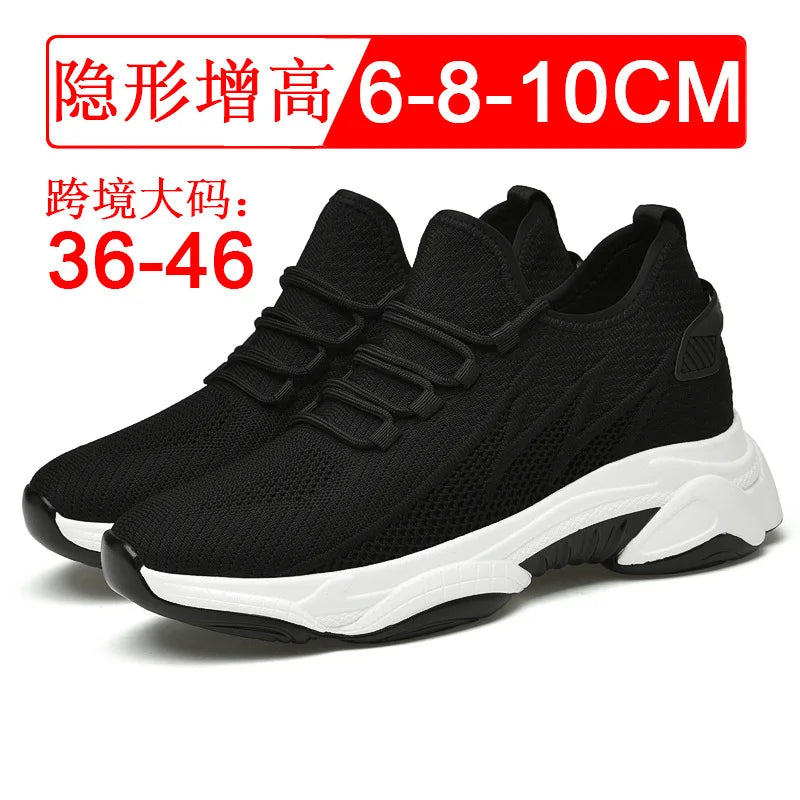 Invisible inner height increasing men's shoes 4cm-10cm breathable fly woven mesh height increasing sports shoes casual shoes