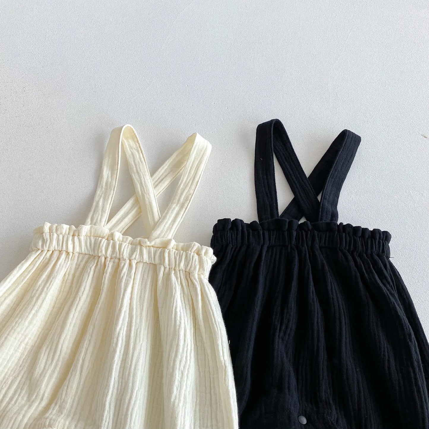 Cotton Infant Toddler Overalls Set 2025 Autumn New Baby Girl Long Sleeve Floral Lapel Tops + Solid Strap Romper 2pcs Suit