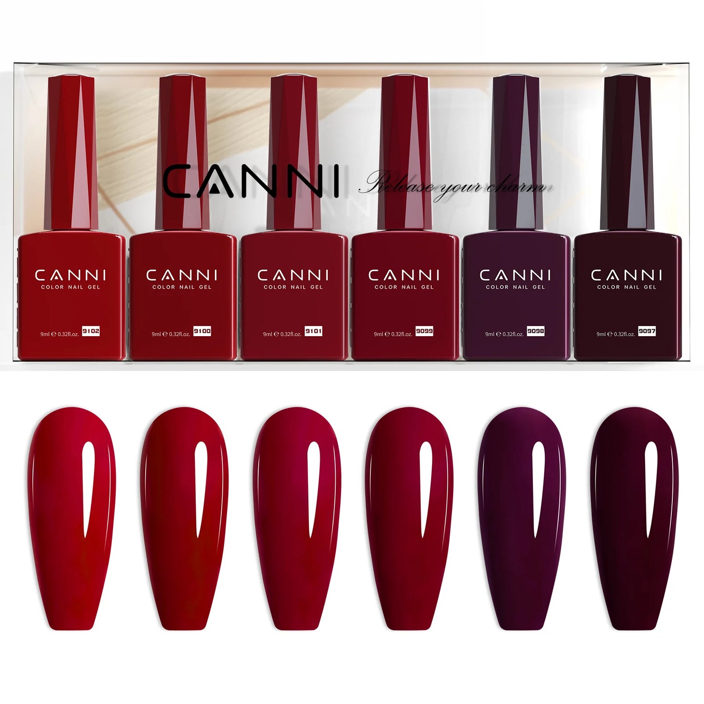 CANNI Hema Free Nail Gel Polish Thanks Giving Gift Christmas Red Color Collection Semi Permanent 9ml French Nail Gorgeous Color