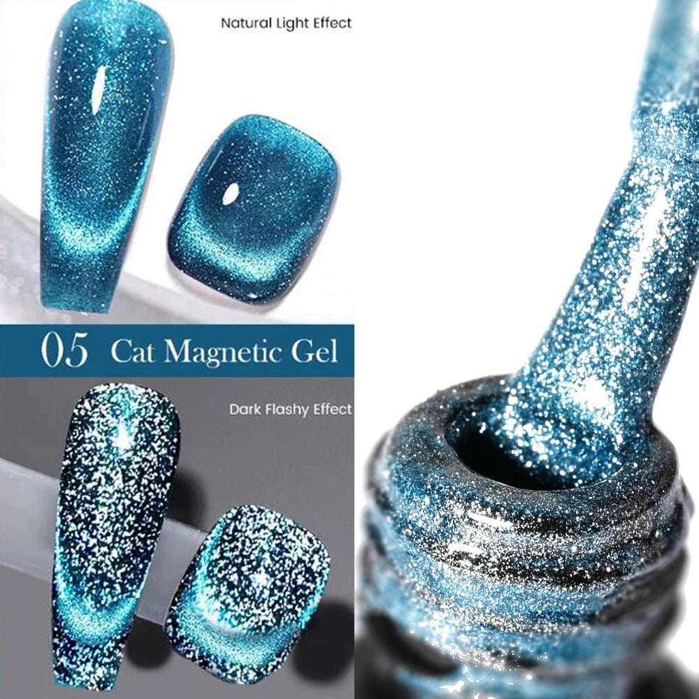 6ml Cat Eye Gel Nail Polish Shiny Magnetic Gel Semi Permanent Soak Off UV Gel Glitter Manicure Crystal Starry Nail Gel Varnish *