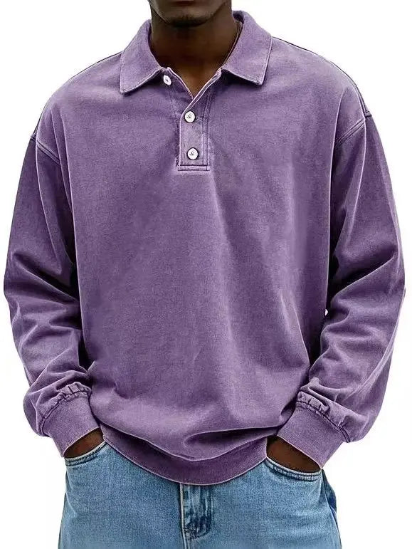 2025 New Men's Business Casual Polo Shirt with a Collar and Long Sleeves Breathable and Quick Drying Versatile Top
