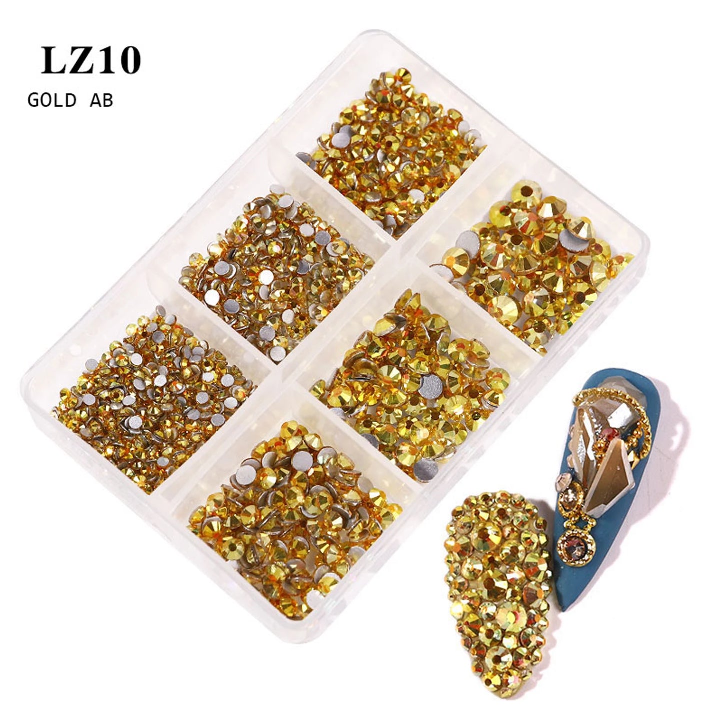 6Grids Kit Nail Decoration Mix Size Nail Diamond Flatback Rhinestone Glue Strass Diy Bling Stickers Skin Non Hotfix Crystals
