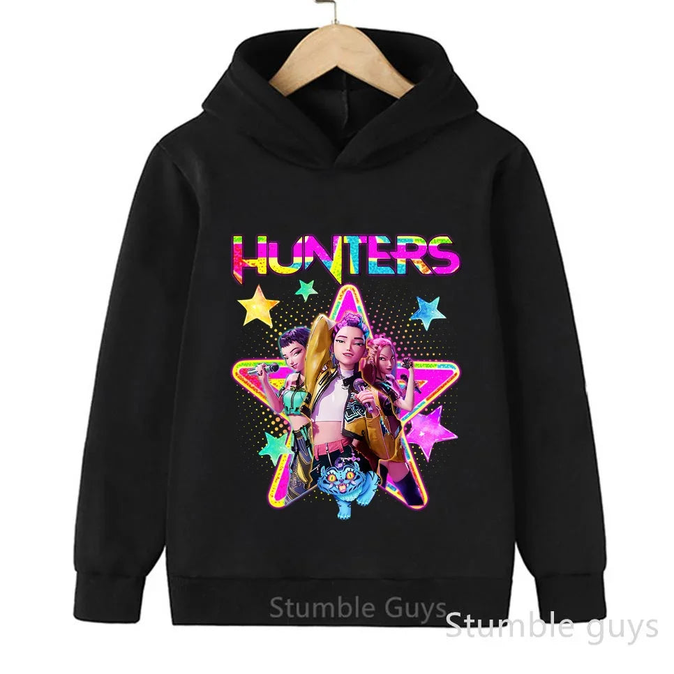 Sportswear Boys Girls Kids Kpop Demon Hunters Hoodie Set 3-14Y Autumn Daily Wear