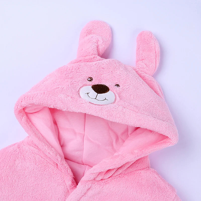 Winter Baby Rompers Plush Newborn Onesie Infant Warm and Thick Cartoon Rabbit Cotton Clothes for 0-2 Years