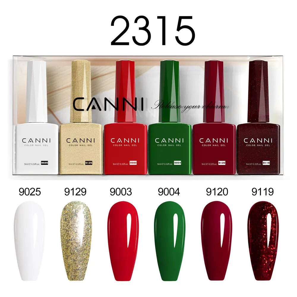 CANNI Hema Free Nail Gel Polish Thanks Giving Gift Christmas Red Color Collection Semi Permanent 9ml French Nail Gorgeous Color