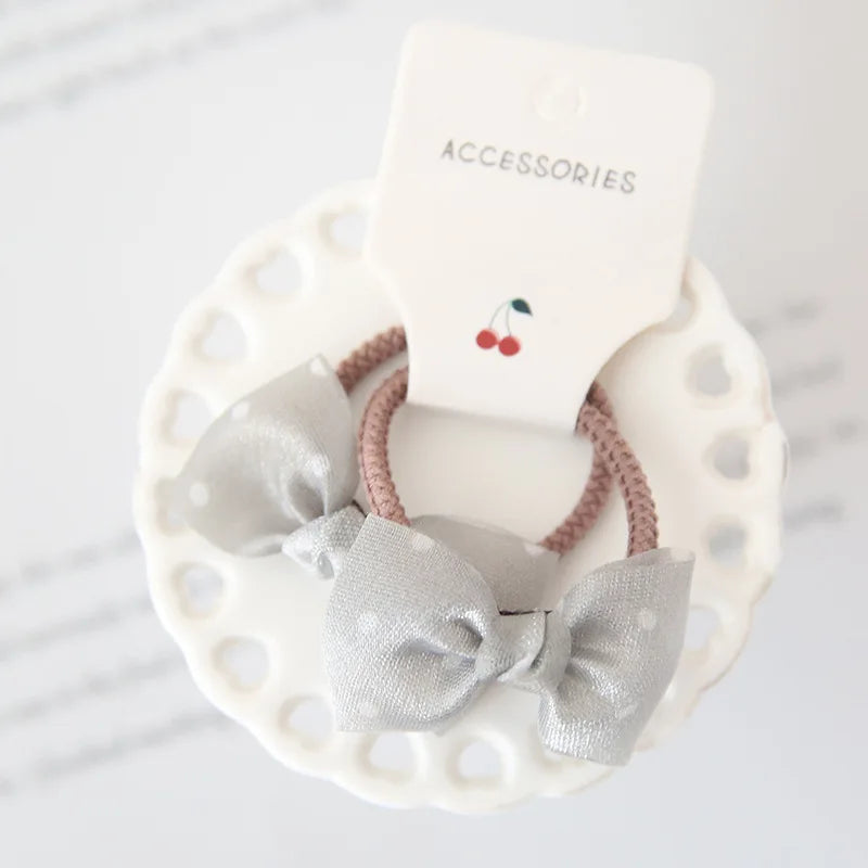 2Pcs Cute Princess Headwear Elastic Headband Children Ropes Baby Girls Bowknot Rubber Hair Band for Kids Headdress Accessories