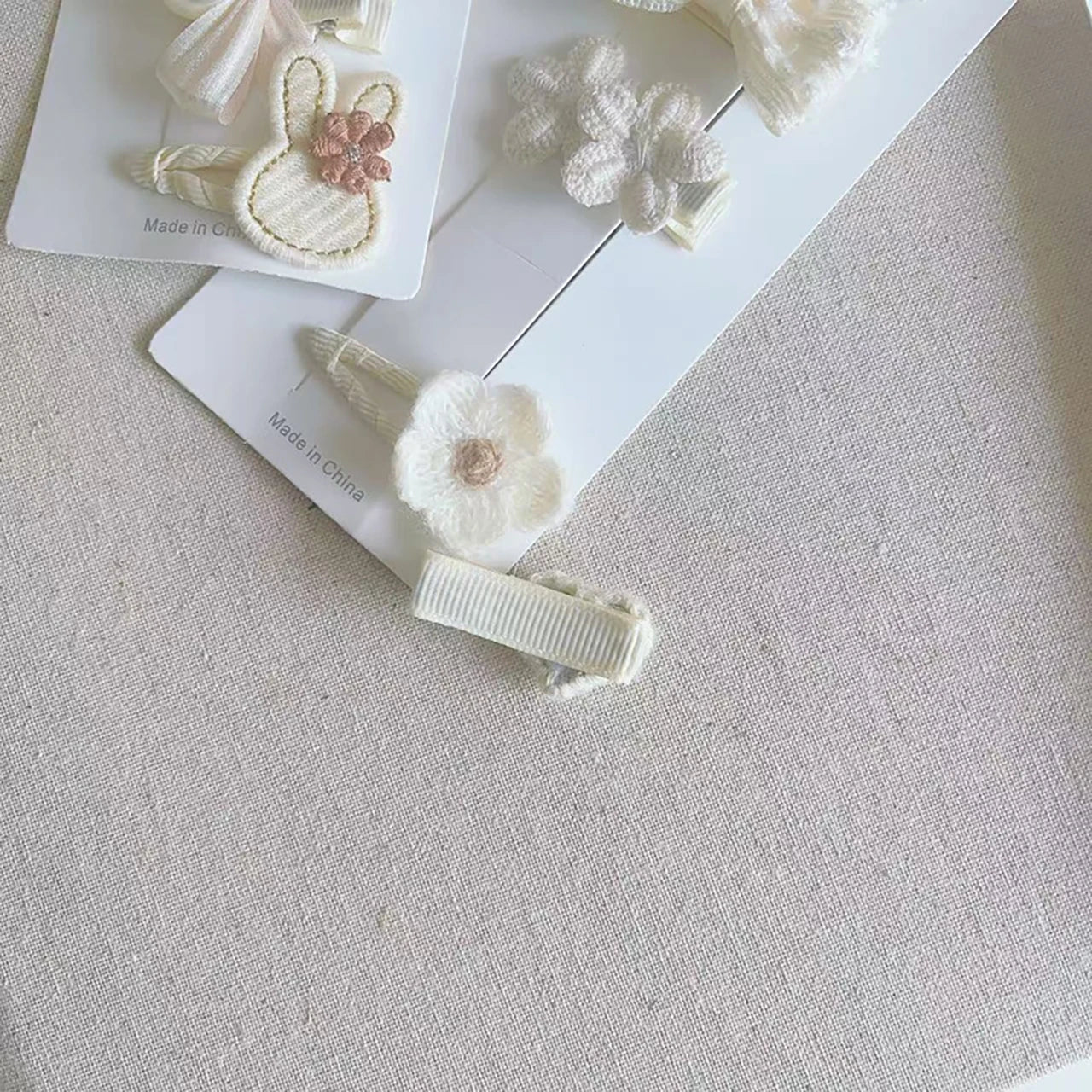 5PCS/Set Lace Bow Princess Baby Hairpins Cute Cartoon Bear Rabbit Sided Clips for Girl Floral Hair Clips Kids Hair Accessories