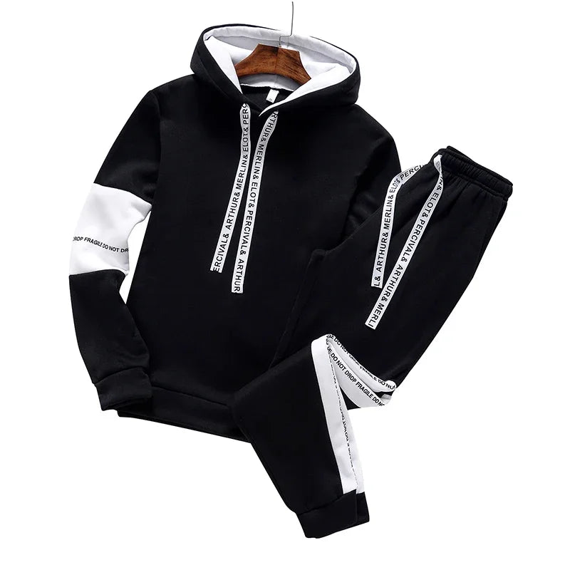 2024 Men Tracksuit Set Autumn Winter Hoodies Sweatshirt Men's Sportswear Sweatshirts+Sweatpants 2 Piece Hip Hop Pullover Hoodies