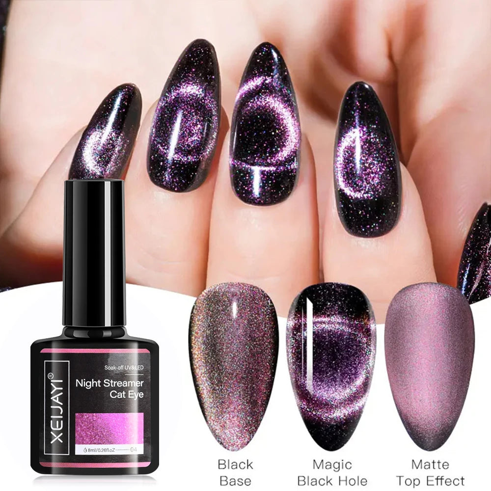 6ml Cat Eye Gel Nail Polish Shiny Magnetic Gel Semi Permanent Soak Off UV Gel Glitter Manicure Crystal Starry Nail Gel Varnish *