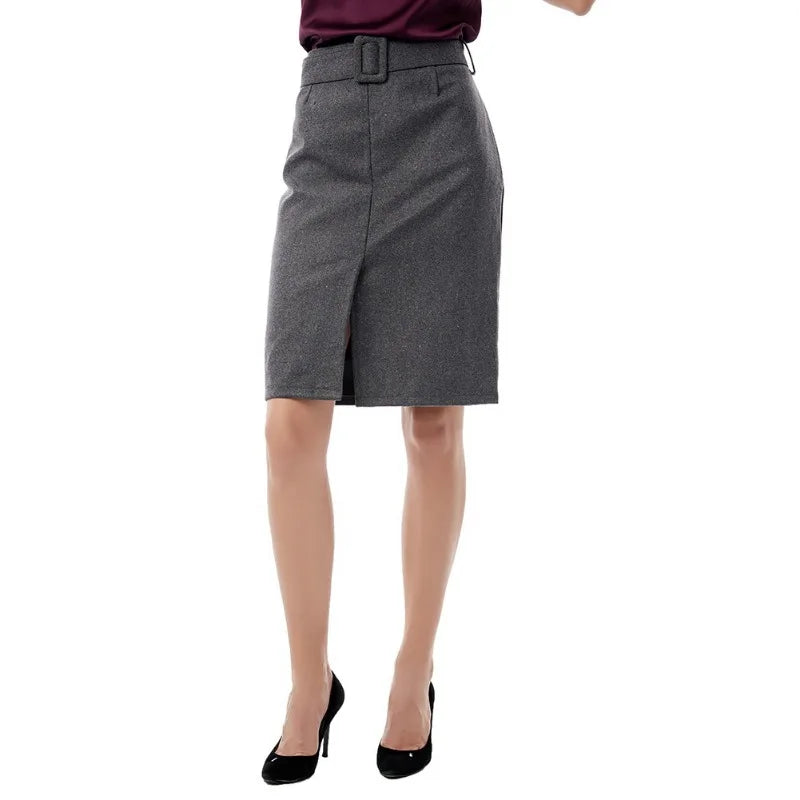 Fashion new large size high waist fashion casual mid-length wool pencil skirt women's skirts women.