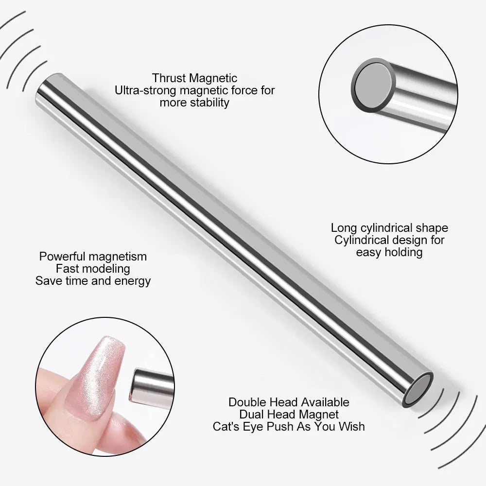 Cat's Eye Gel Nail Polish Magnetic Stick Cylindrical Strong Nail Magnet for Cat Eye UV Gel Polish Magic Nails Art Design Tool