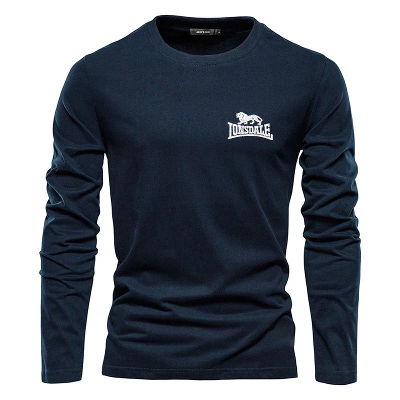 Simplicity Solid Color Men's T Shirts Fashion Cotton Long Sleeve Top Casual O-neck Loose Tee  Autumn Fitness Run Sports Pullover