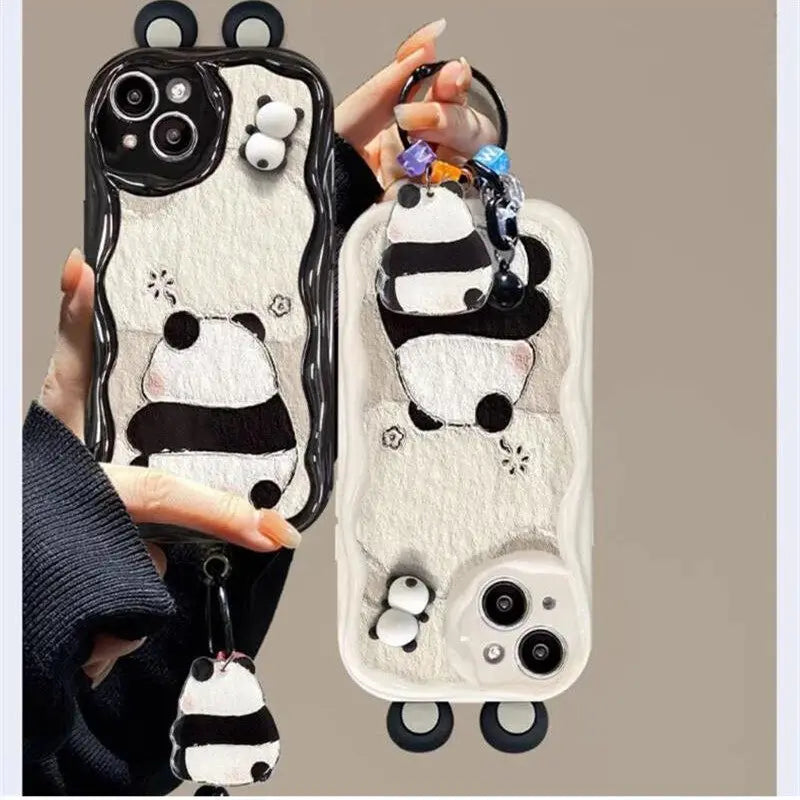 3D Panda Ears Frog Pendant Case for Xiaomi Redmi Note 14 13 12 Pro Plus 5G 10 11 Pro 10S 11S 12S Redmi 13 14C 12 13C 4G Cover