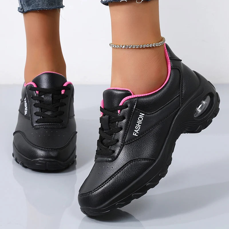 Hot Selling Women's Thick Sole Casual Sneakers Women Fashion Vulcanized Shoes Designer Trainers Platform Lace Up Walking Shoes