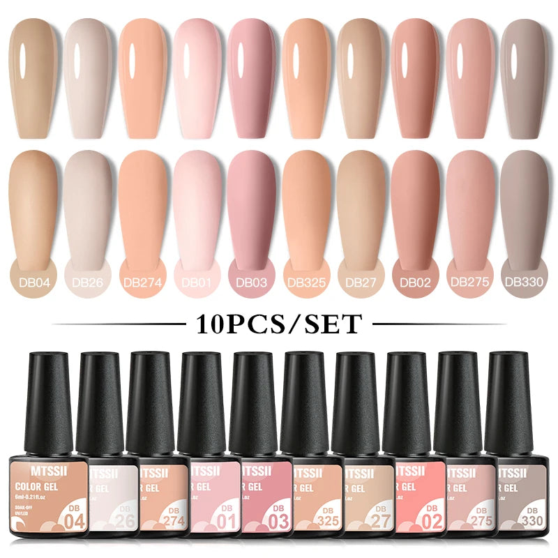 10PCS Coffee Color Gel Nail Polish Set Brown Earth Semi Permanent UV Gel Chocolate Autumn Winter Soak Off Nail Art Gel Varnish