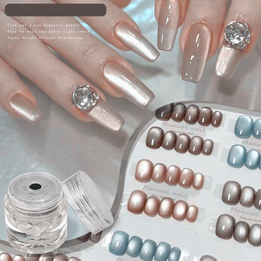 1pc Cat Eye Nail Powder, Moonlight Glitter Mirror Effect Nail Art Powder, Hypoallergenic Octagonal Decorative Nail Powder
