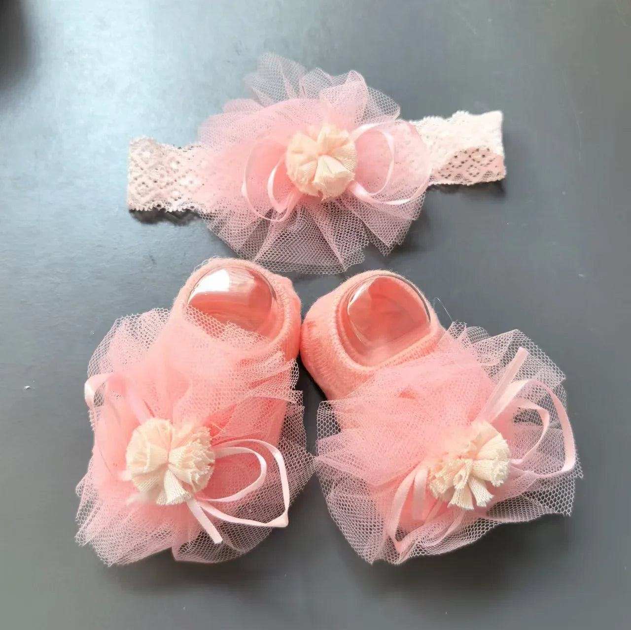 Premium Baby Gift Set - Floral Crown Headband & Non-Slip Boat Socks, Ultra-Soft Hypoallergenic Cotton for Newborns & Toddlers