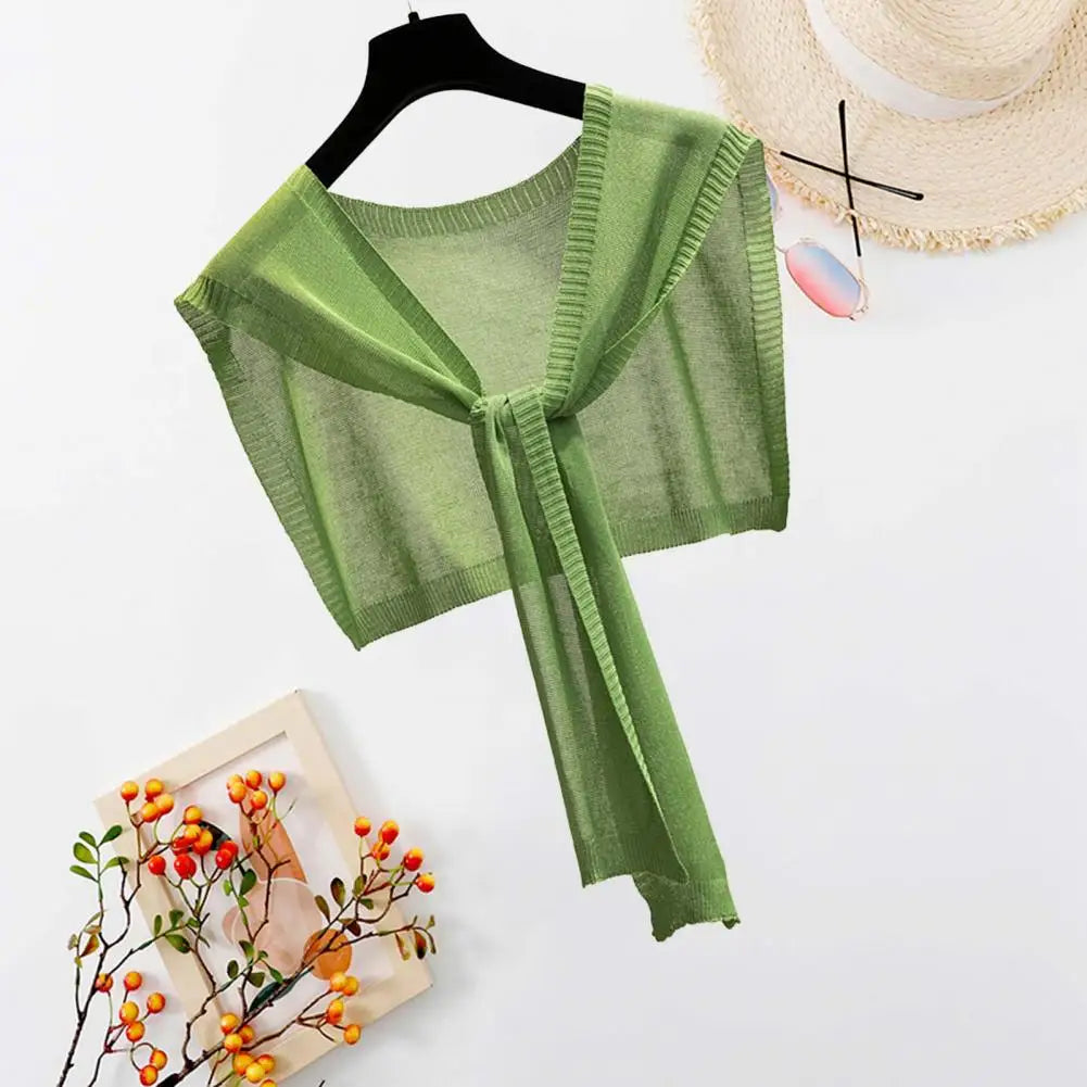 Temperament Skin-Touching Versatile Summer Lady Knitted Thin Shoulder Shawl Fake Lapel Costume Accessories