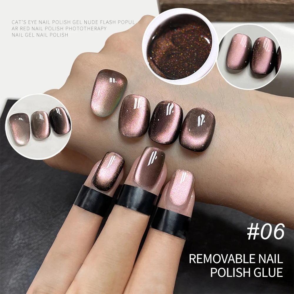 6ml Cat Eye Gel Nail Polish Shiny Magnetic Gel Semi Permanent Soak Off UV Gel Glitter Manicure Crystal Starry Nail Gel Varnish *