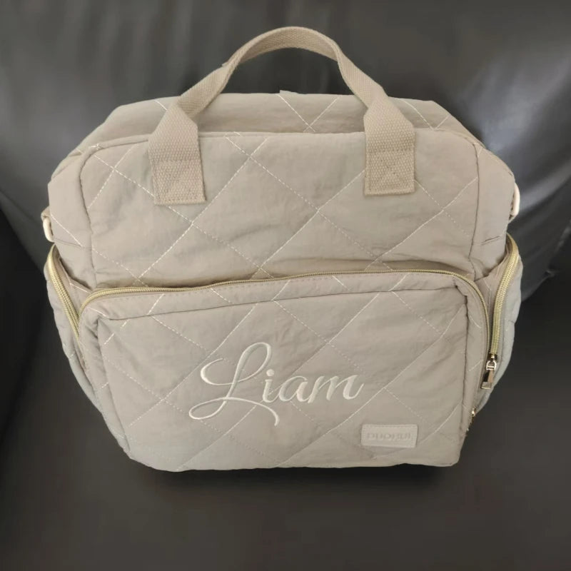 Personalized Mom Bag Backpack Solid Color Mother Insulation Bottle Handbag Baby Diapers Organizer Maternity Bags