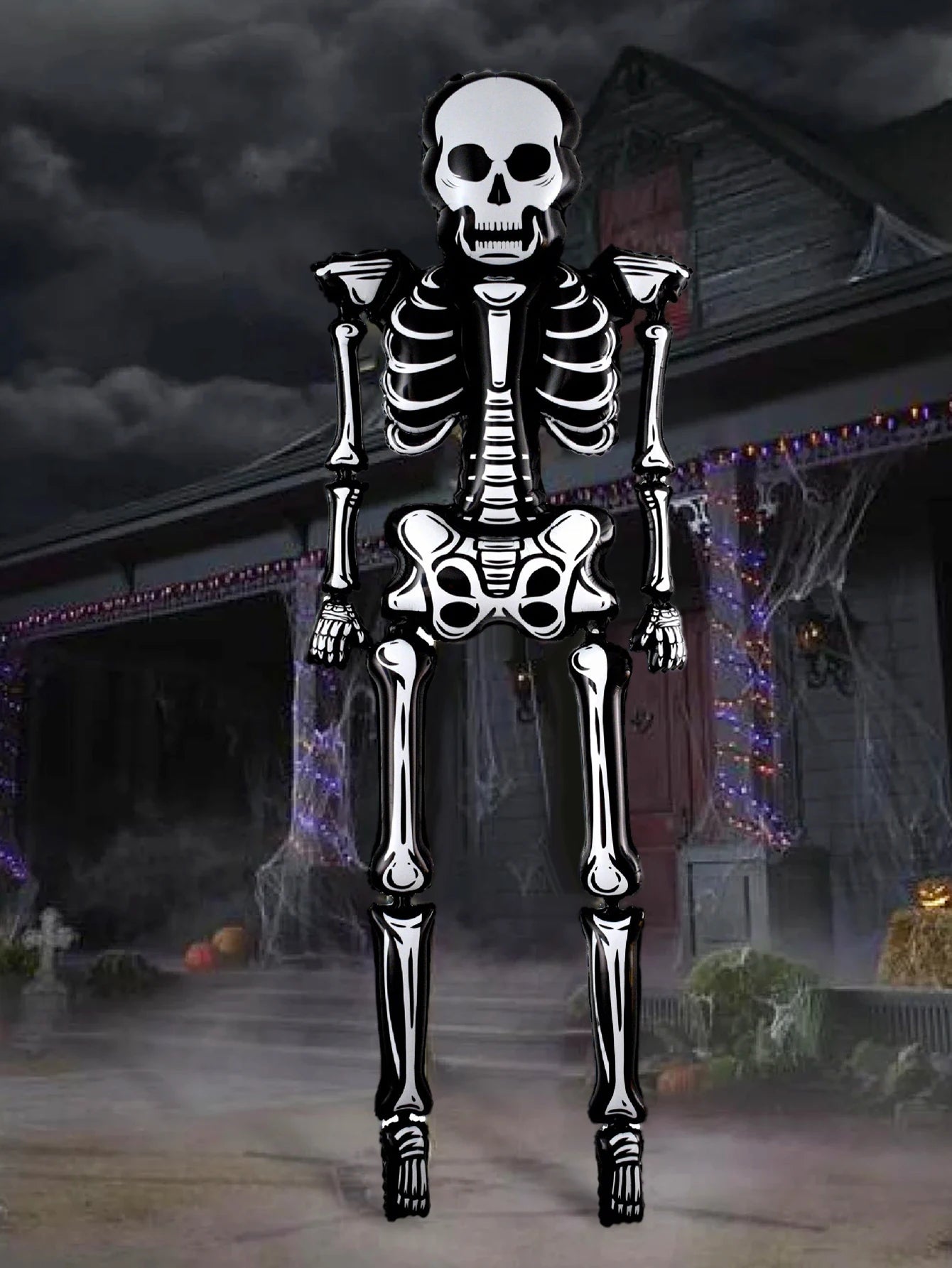 1pc Extra Tall Giant Skull Foil Balloon, Halloween Decoration, Ghost Party, Haunted House, Birthday Horror Atmosphere Decoration