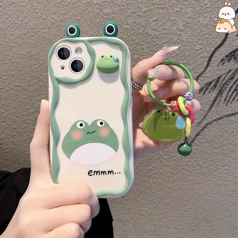 3D Panda Ears Frog Pendant Case for Xiaomi Redmi Note 14 13 12 Pro Plus 5G 10 11 Pro 10S 11S 12S Redmi 13 14C 12 13C 4G Cover