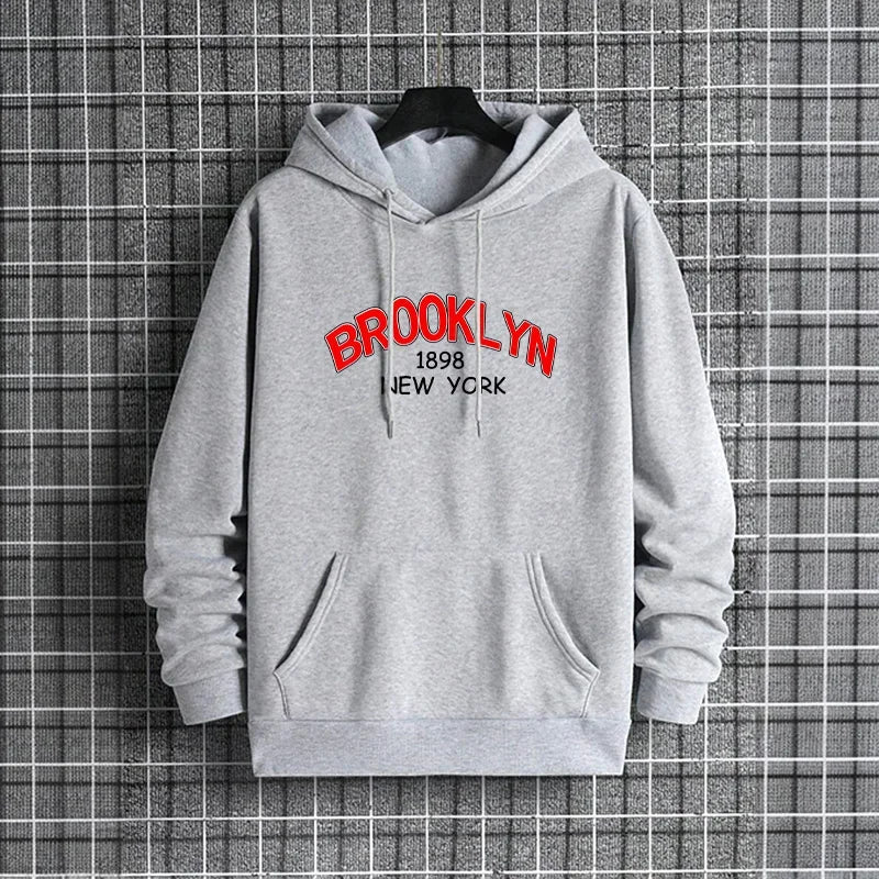Brooklyn Print Hoodies for Man Autumn Winter Hot Sale High Quality Hooded Sweatshirt Home Outdoor Casual Sport Warm Pullover