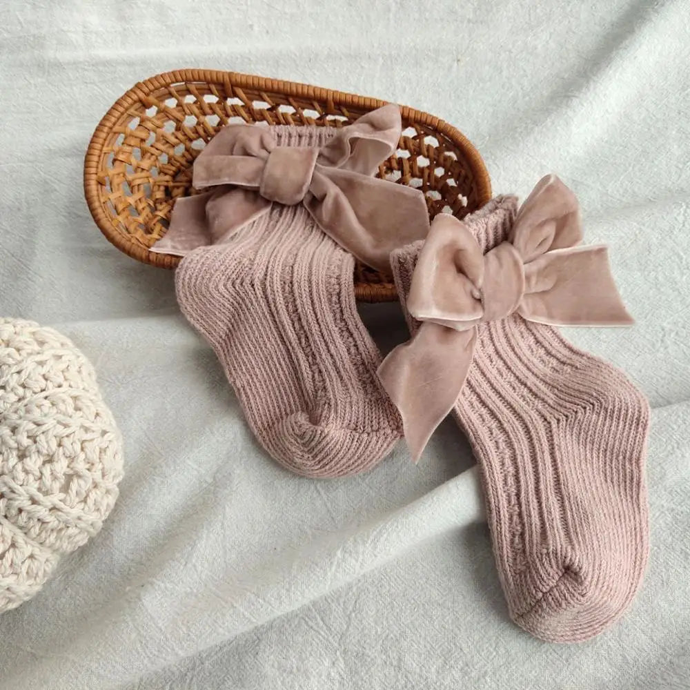 Winter Baby Infant Socks Thick Knitted Girls Ankle Socks Big Bows Warm Cotton Children Socks Toddlers Boot Socks 0-5Years