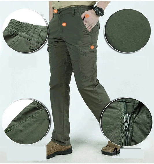 Quick Dry Casual Pants Men Summer Outdoors Style Trousers Men's Tactical Cargo Pants Male lightweight Waterproof Trousers