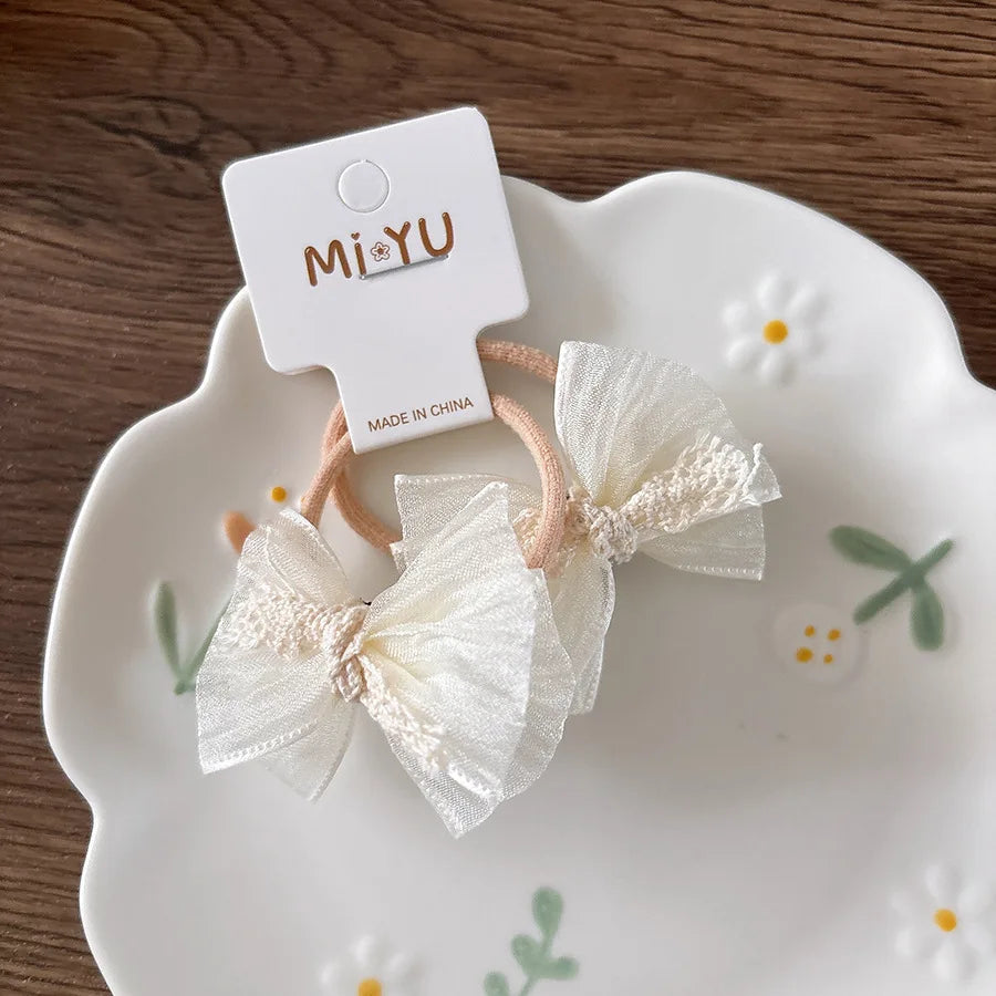 Cute Lace Bow Hairpins Girls Kids Baby Child Tie Hair Clips Barrettes Accessories Elastic Hair Band Rope Ring Headwear Headdress