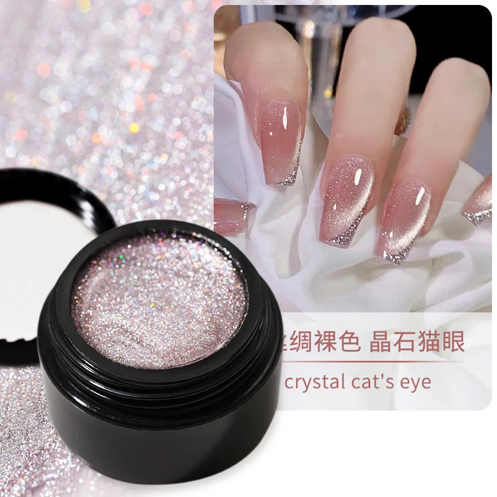 6ml Cat Eye Gel Nail Polish Shiny Magnetic Gel Semi Permanent Soak Off UV Gel Glitter Manicure Crystal Starry Nail Gel Varnish *