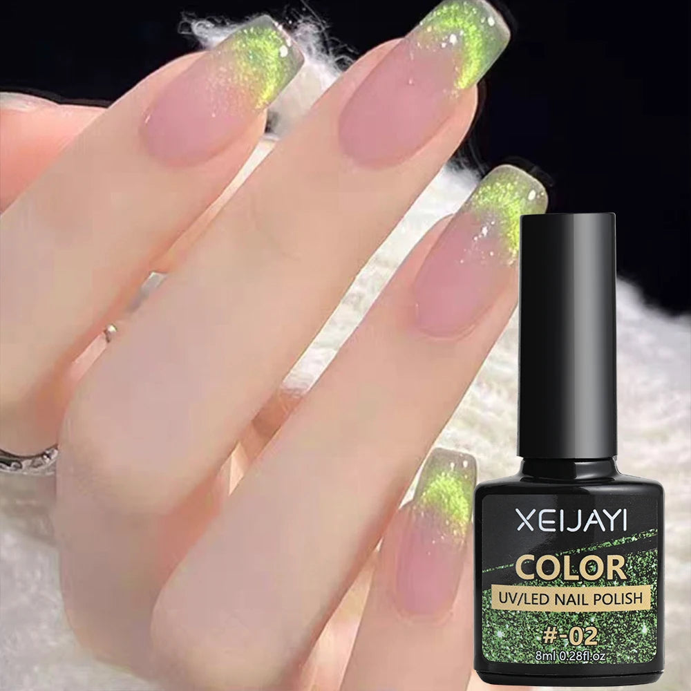 6ml Cat Eye Gel Nail Polish Shiny Magnetic Gel Semi Permanent Soak Off UV Gel Glitter Manicure Crystal Starry Nail Gel Varnish *