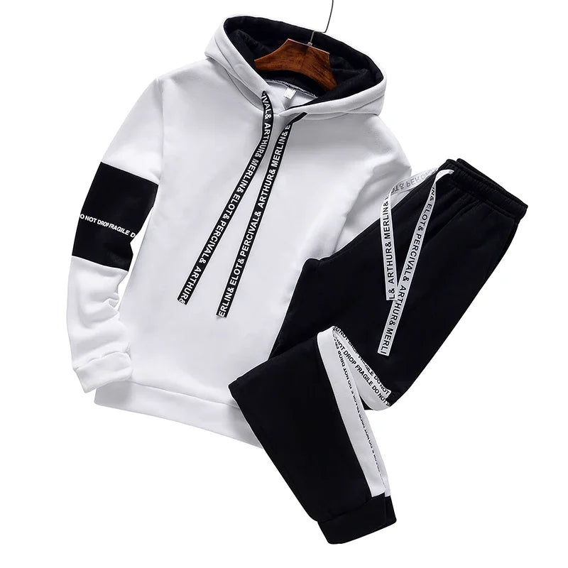 2024 Men Tracksuit Set Autumn Winter Hoodies Sweatshirt Men's Sportswear Sweatshirts+Sweatpants 2 Piece Hip Hop Pullover Hoodies