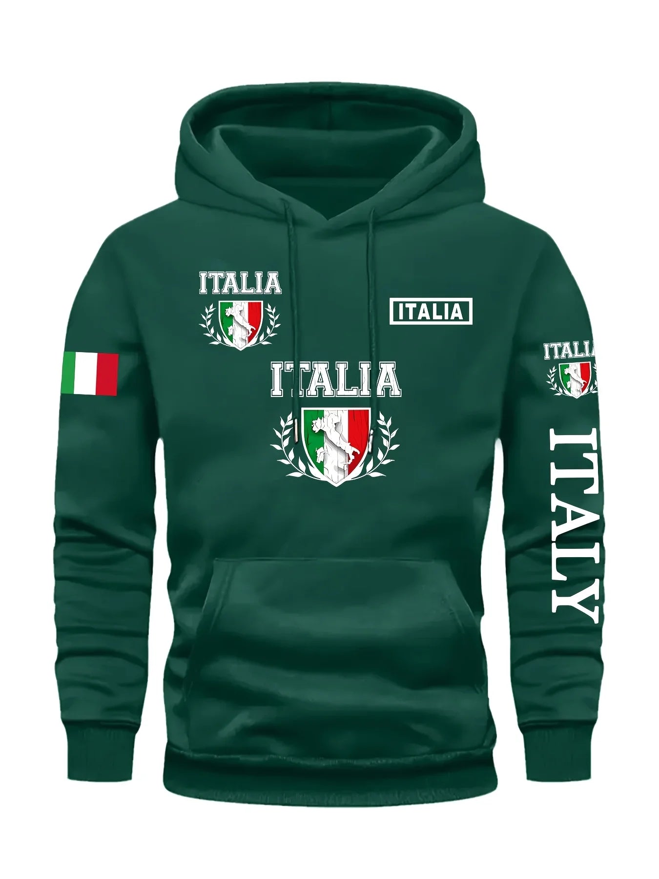 Men's Italy Print Pullover Front Pocket Machine Washable Autumn Winter Comfort Fit Italy Sweatshirt Comfortable Knit Fabric