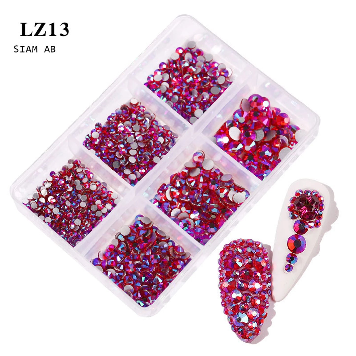 6Grids Kit Nail Decoration Mix Size Nail Diamond Flatback Rhinestone Glue Strass Diy Bling Stickers Skin Non Hotfix Crystals