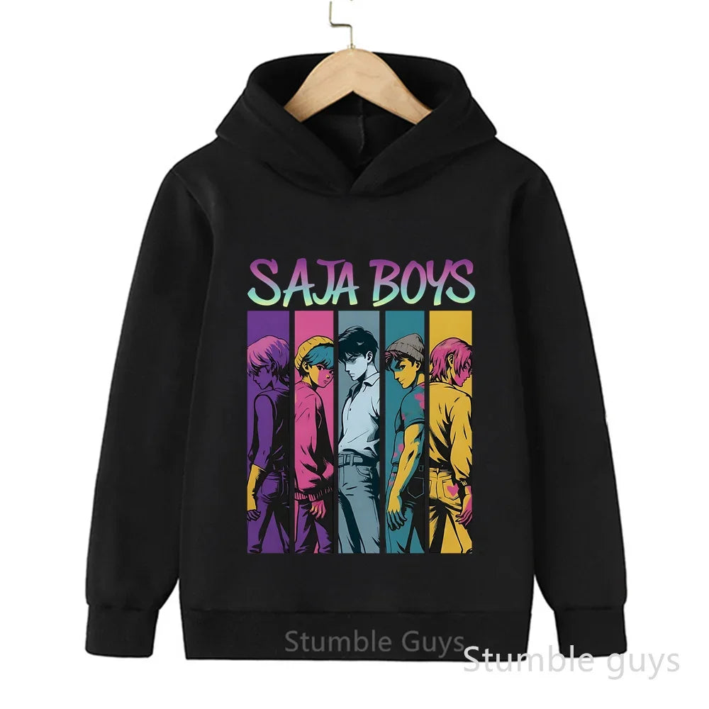 Sportswear Boys Girls Kids Kpop Demon Hunters Hoodie Set 3-14Y Autumn Daily Wear